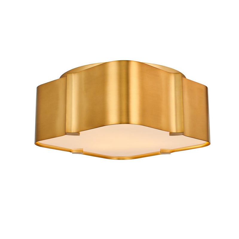 Lotus 14" 3-Light Flush Mount in Winter Brass