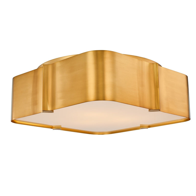 Lotus 18" 3-Light Flush Mount in Winter Brass