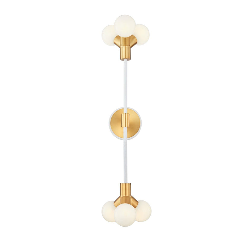 Tres 6-Light LED Wall Sconce in White and New Brass