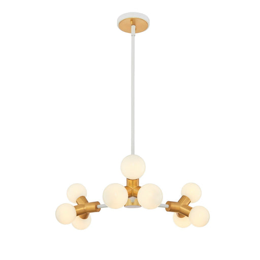 Tres 9-Light LED Chandelier in White and New Brass