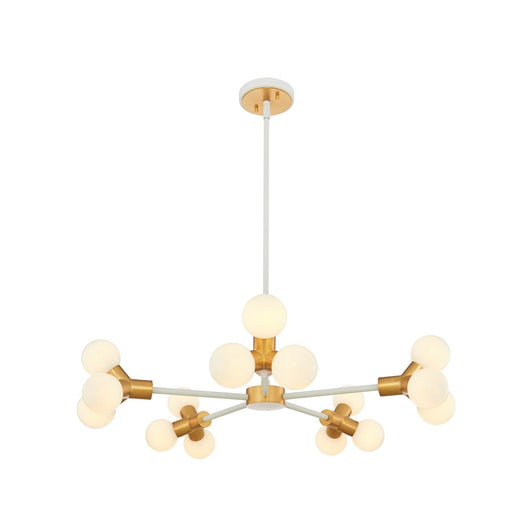 Tres 15-Light LED Chandelier in White and New Brass