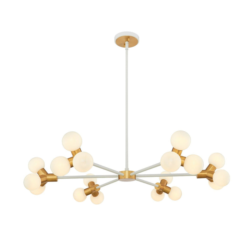 Tres 18-Light LED Chandelier in White and New Brass