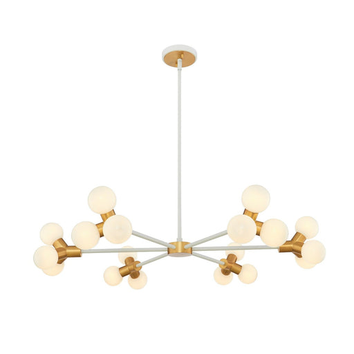 Tres 18-Light LED Chandelier in White and New Brass