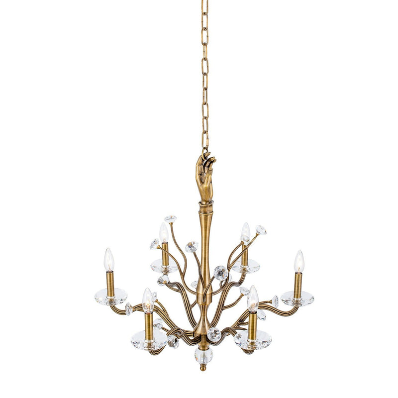 Venus 6-Light Chandelier in Historic Brass