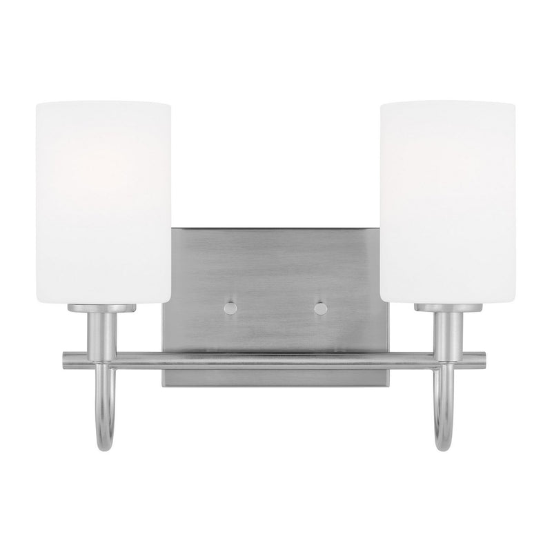 Oak Moore 2-Light Bath Vanity Light in Brushed Nickel