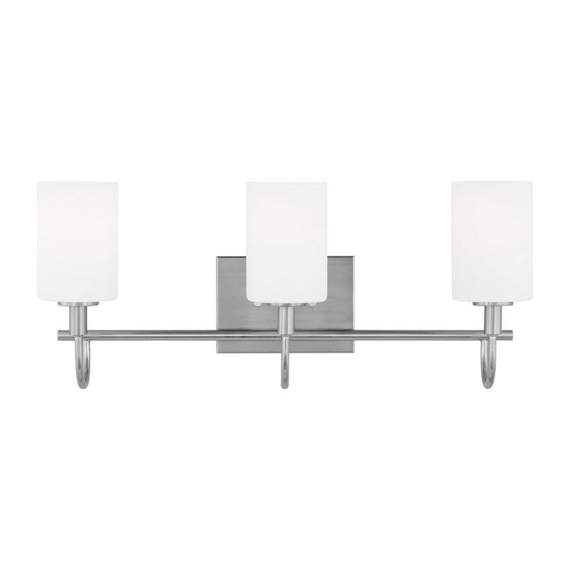 Oak Moore 3-Light Bath Vanity Light in Brushed Nickel