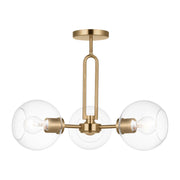 Codyn 3-Light Semi-Flush Mount in Satin Brass
