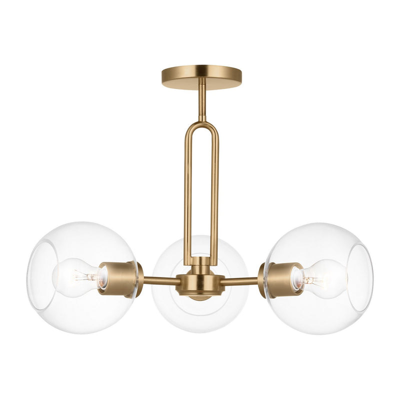 Codyn 3-Light Semi-Flush Mount in Satin Brass