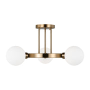 Clybourn 3-Light Semi-Flush Mount in Satin Brass
