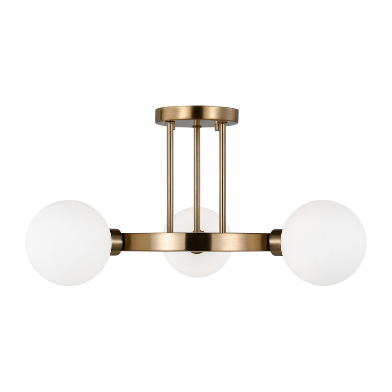 Clybourn 3-Light Semi-Flush Mount in Satin Brass