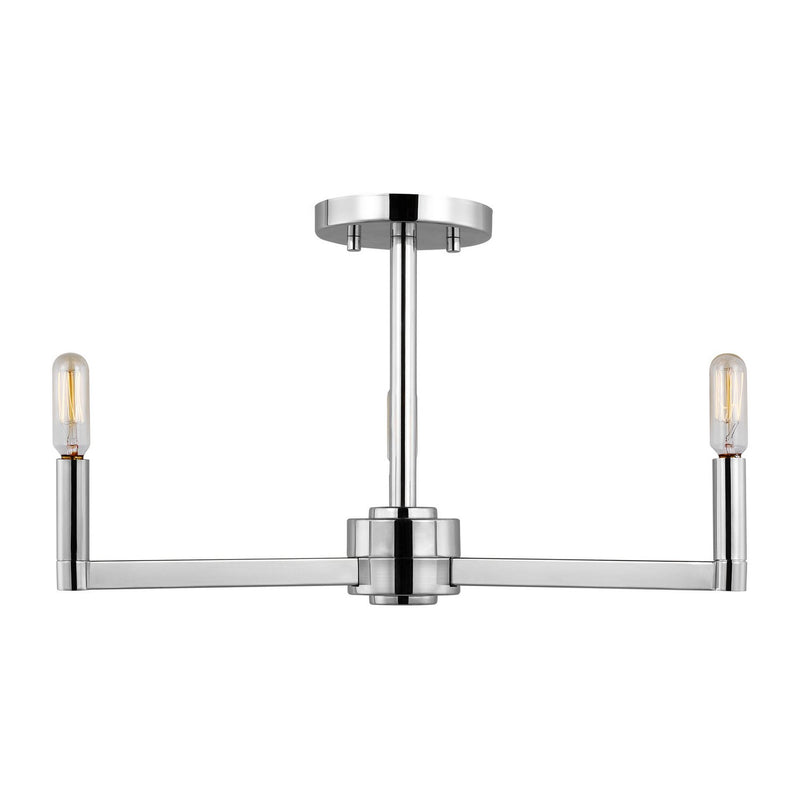 Fullton 3-Light Candle Semi-Flush Mount in Chrome