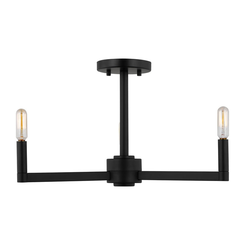 Fullton 3-Light Candle Semi-Flush Mount in Midnight Black