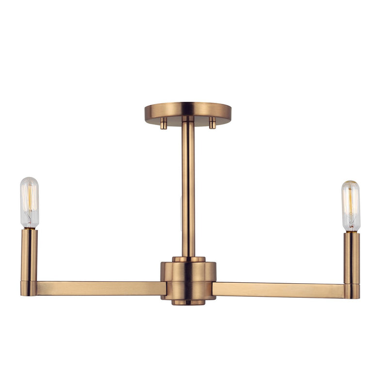 Fullton 3-Light Candle Semi-Flush Mount in Satin Brass