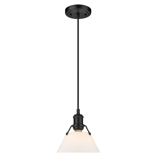 Orwell Small Pendant in Matte Black with Opal Glass