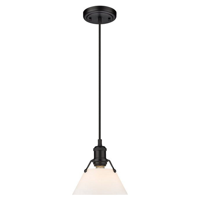 Orwell Small Pendant in Matte Black with Opal Glass