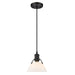 Orwell Small Pendant in Matte Black with Opal Glass