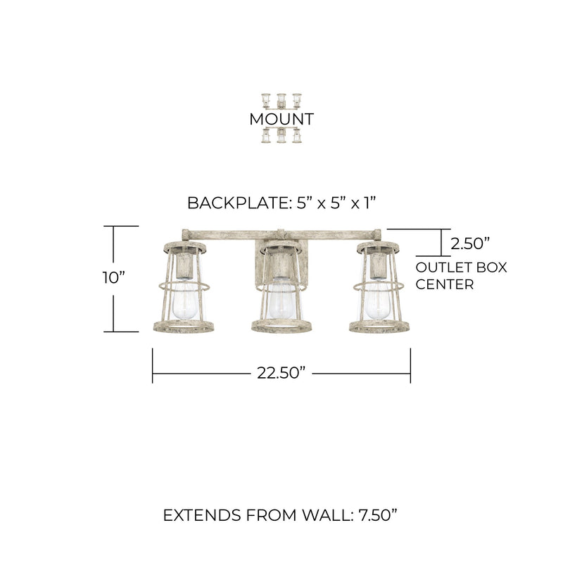 Beaufort 3-Light Bath Vanity Light in Mystic Sand