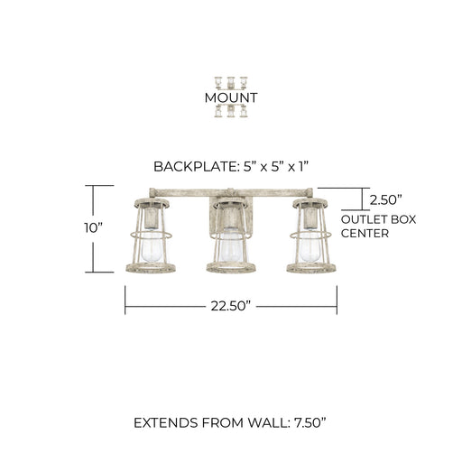 Beaufort 3-Light Bath Vanity Light in Mystic Sand