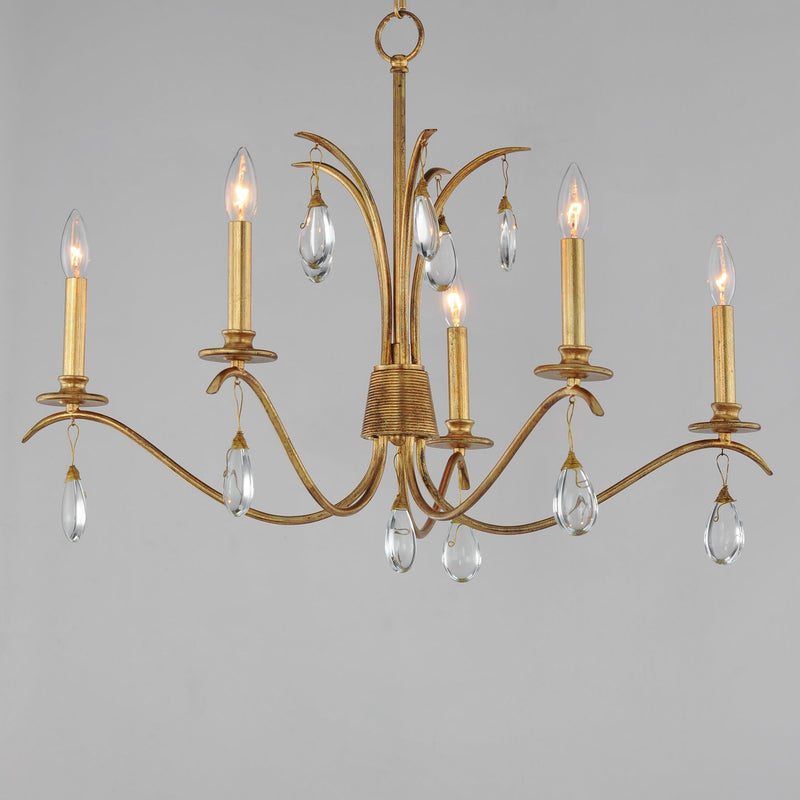 Eden 5 Light Chandelier in Charcoal Gold Leaf