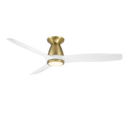 Skylark 54" Outdoor Flush Mount Ceiling Fan with Light in Soft Brass / Matte White