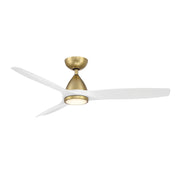 Skylark 54" Outdoor Ceiling Fan with Light in Soft Brass / Matte White
