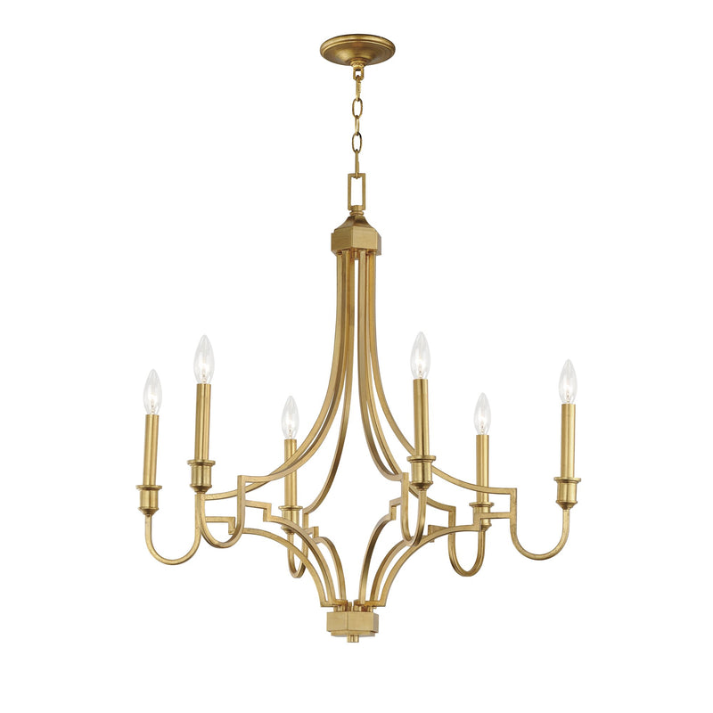 Normandy 6 Light Chandelier in Gold Leaf