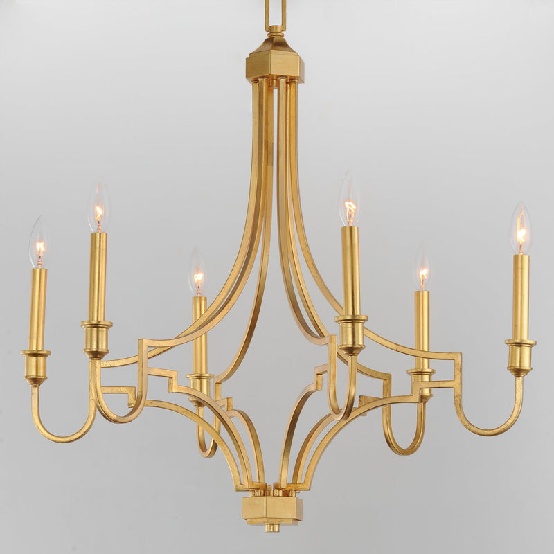 Normandy 6 Light Chandelier in Gold Leaf