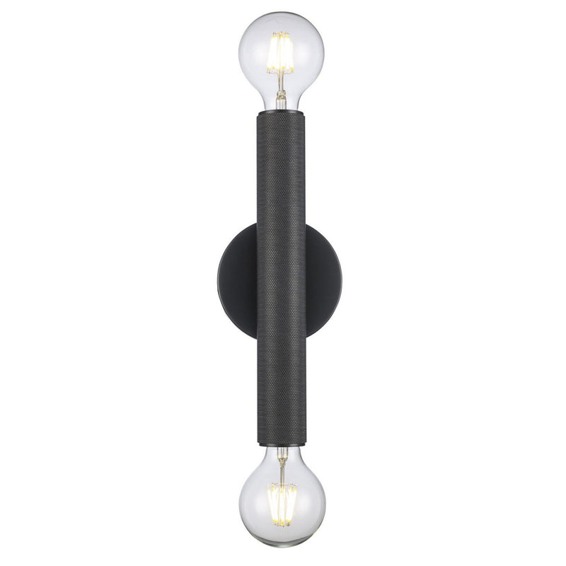 Auburn 2-Light 12" Wall Sconce in Black or Chrome in Black