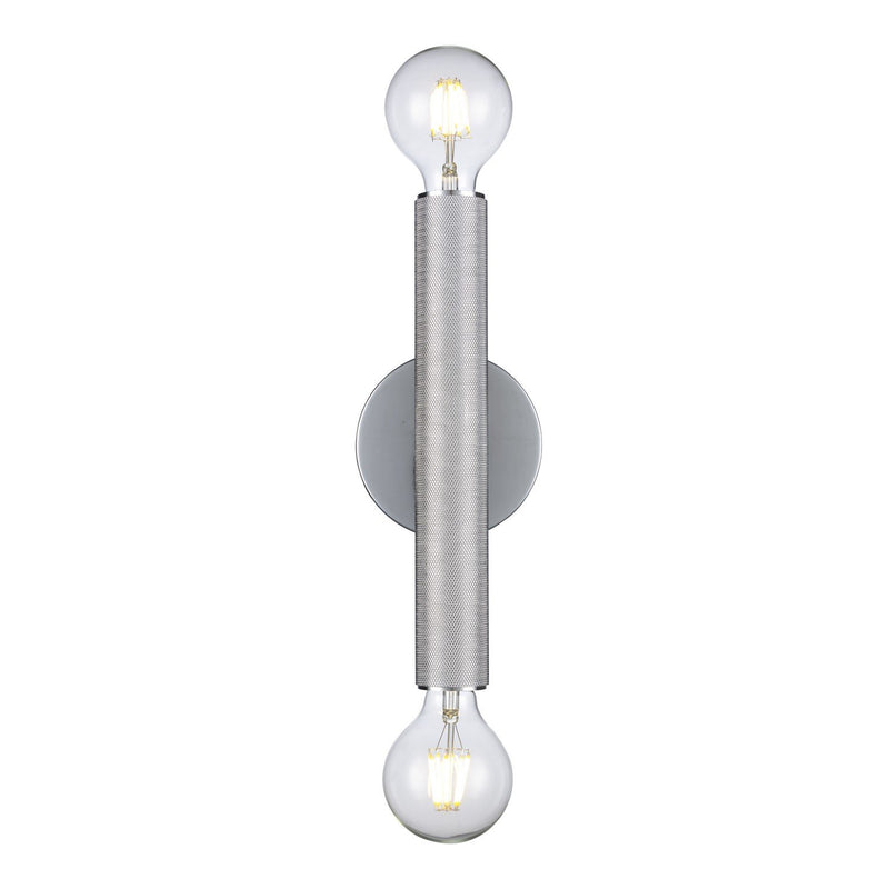Auburn 2-Light 12" Wall Sconce in Black or Chrome in Polished Chrome