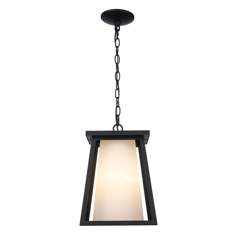 Kingsbury 1-Light 10" Outdoor Hanging Lantern in Black