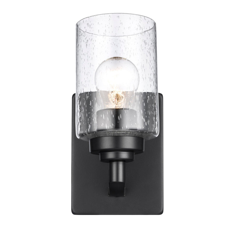 Mod Pod 1-Light 9" Seeded Glass Bath Sconce in Black