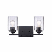 Mod Pod 2-Light 14.25" Seeded Glass Vanity Light in Black