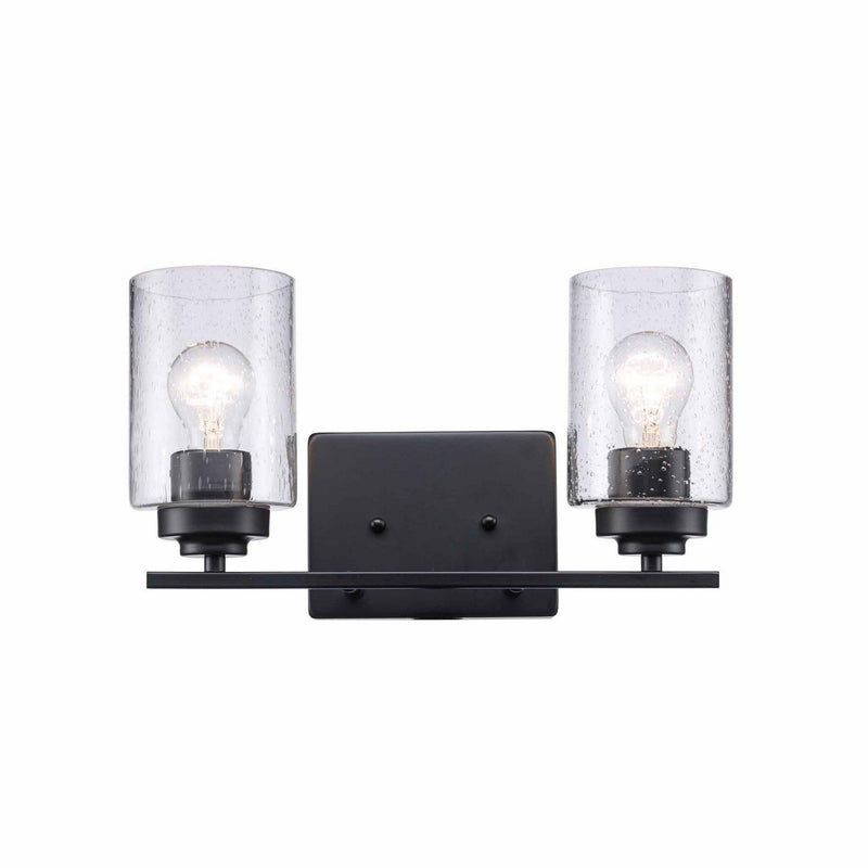 Mod Pod 2-Light 14.25" Seeded Glass Vanity Light in Black