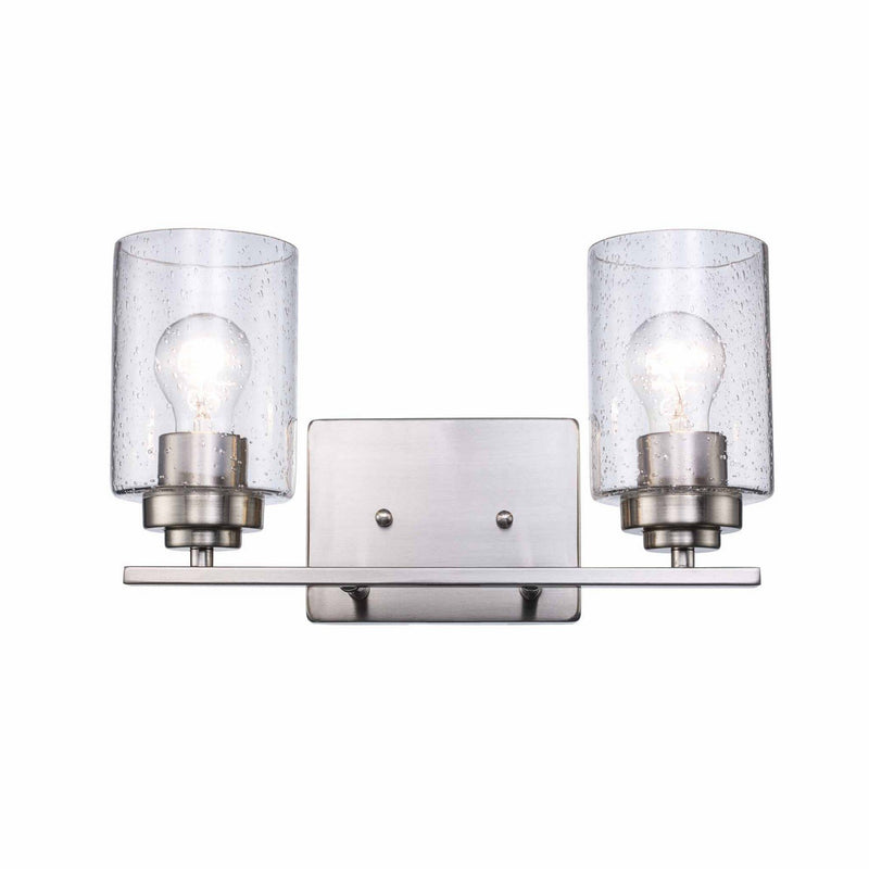 Mod Pod 2-Light 14.25" Seeded Glass Vanity Light in Brushed Nickel