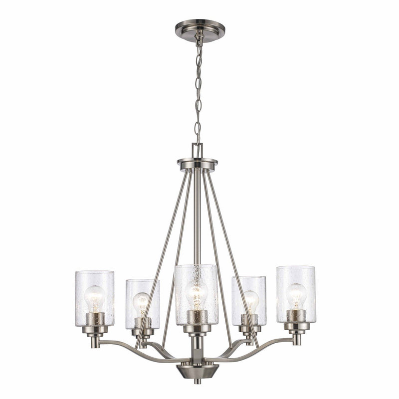Mod Pod 5-Light 25" Seeded Glass Chandelier in Brushed Nickel