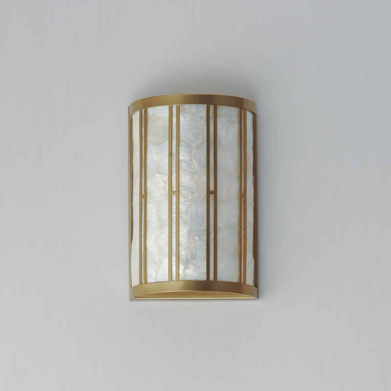 Miramar 1 Light Wall Sconce in Capiz / Natural Aged Brass