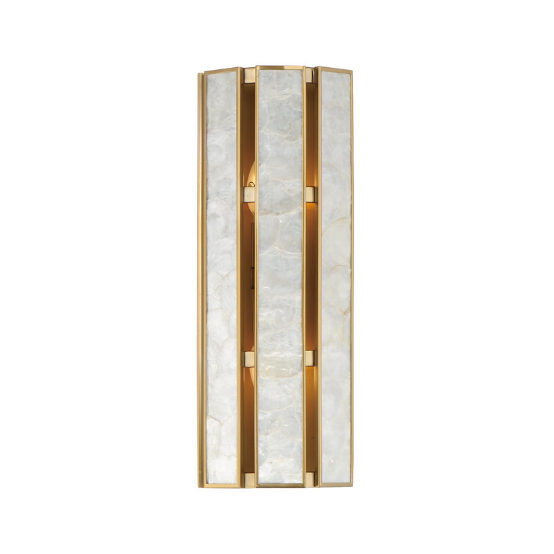 Miramar 2 Light Wall Sconce in Capiz / Natural Aged Brass