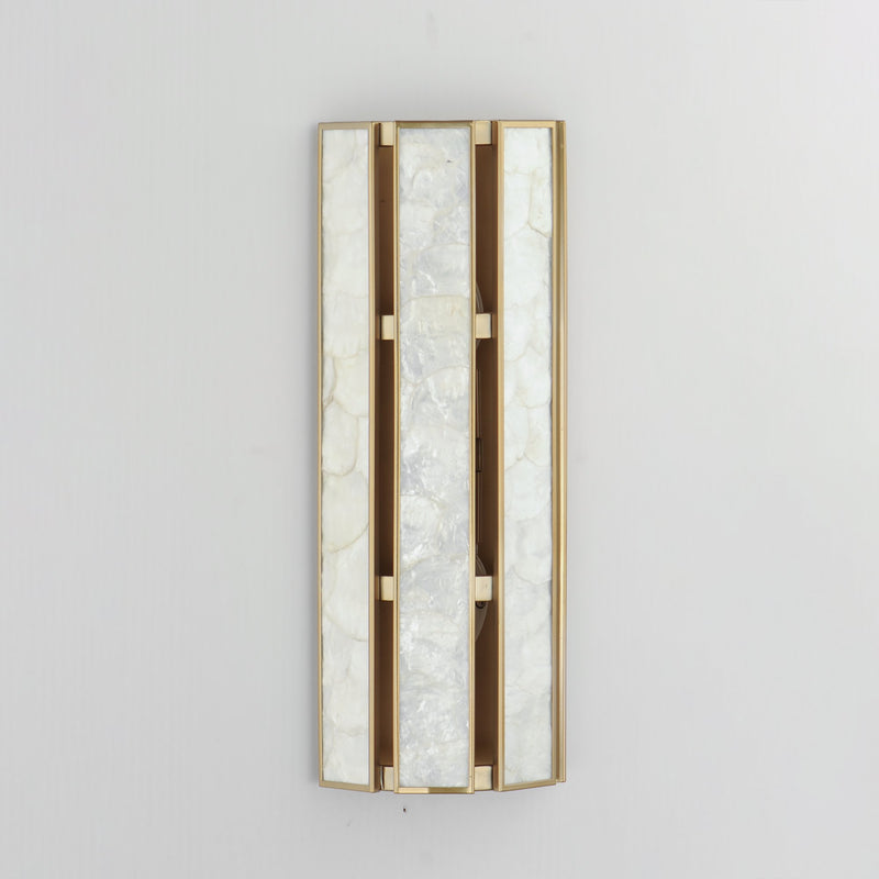Miramar 2 Light Wall Sconce in Capiz / Natural Aged Brass