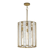 Miramar 3 Light Foyer Pendant in Capiz / Natural Aged Brass