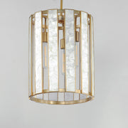 Miramar 3 Light Foyer Pendant in Capiz / Natural Aged Brass