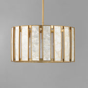 Miramar 3 Light Pendant in Capiz / Natural Aged Brass