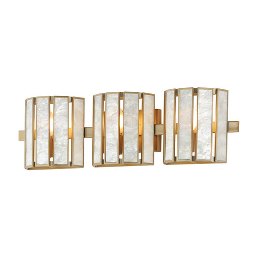 Miramar 3 Light Bath Vanity in Capiz / Natural Aged Brass
