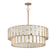 Miramar 6 Light Pendant in Capiz / Natural Aged Brass