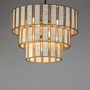 Miramar 7 Light Pendant in Capiz / Natural Aged Brass