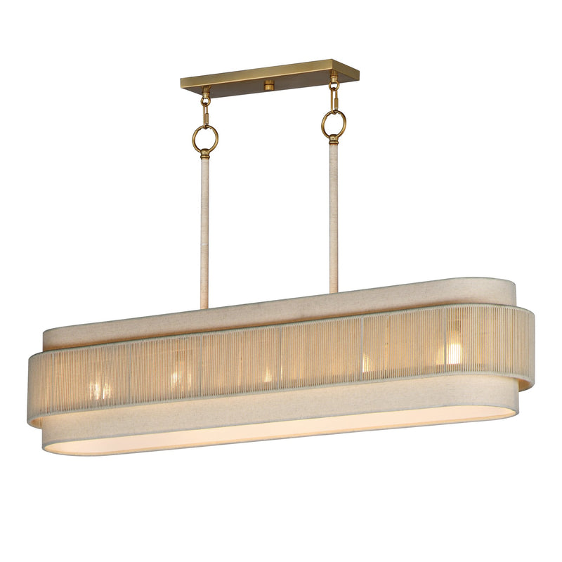 Seacliff 5 Light Linear Pendant in Natural Aged Brass
