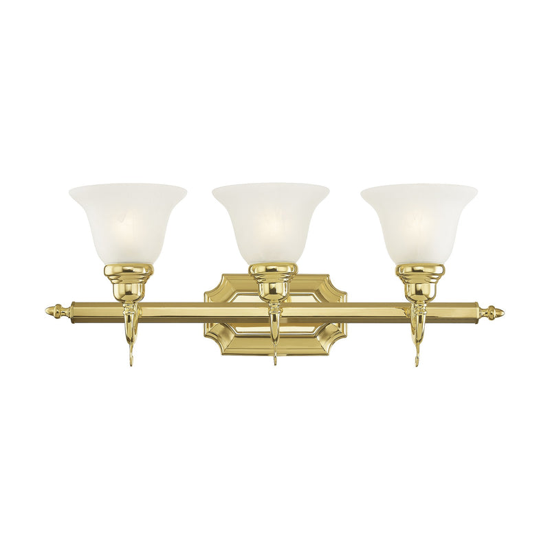 French Regency 3-Light Bath Vanity Light in Polished Brass