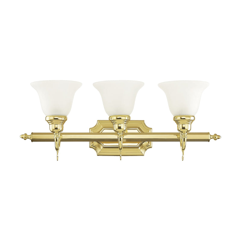 French Regency 3-Light Bath Vanity Light in Polished Brass