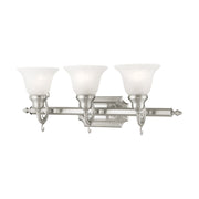 French Regency 3-Light Bath Vanity Light in Brushed Nickel