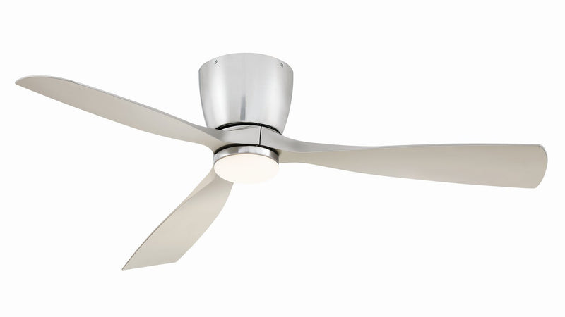 Klinch 52" Outdoor Hugger Ceiling Fan with LED Light in Brushed Nickel