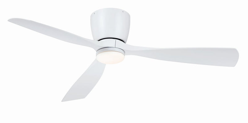 Klinch 52" Outdoor Hugger Ceiling Fan with LED Light in Matte White